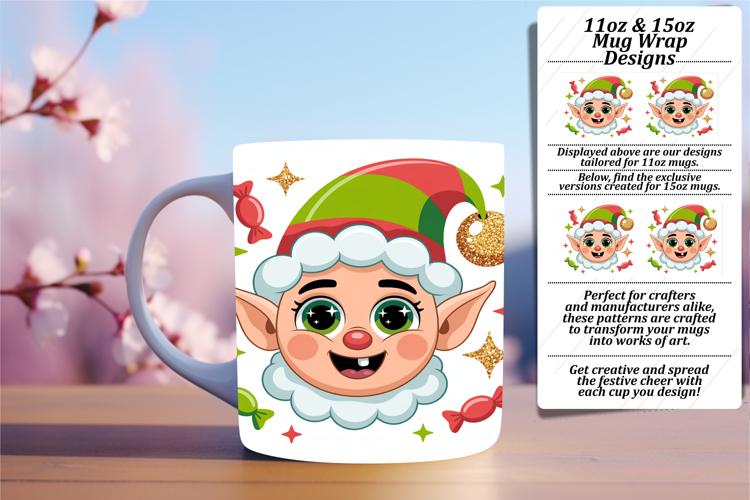 Bold 11oz Mug Wrap Png Artwork , Cute Christmas