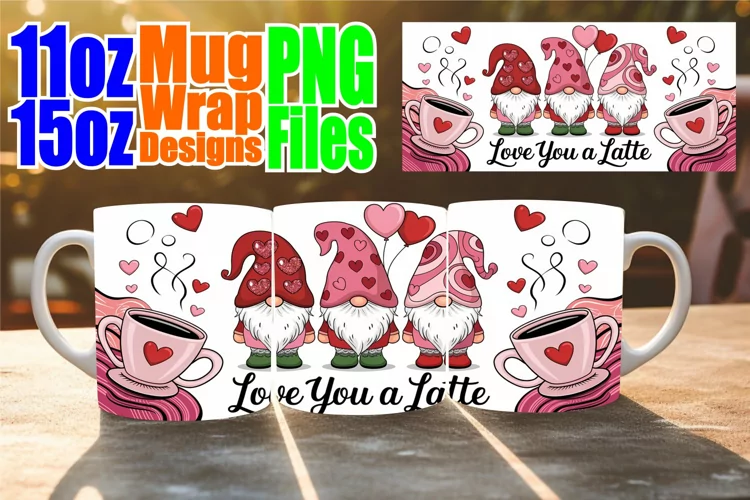 Joyful sips 11oz 15oz sublimation wrap, Love Gnome