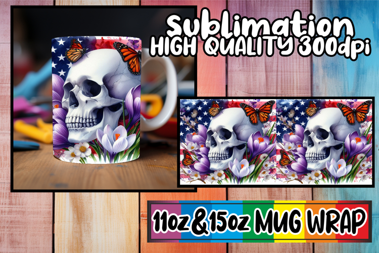 Wholesome vibes 11oz 15oz sublimation wrap, Skull USA