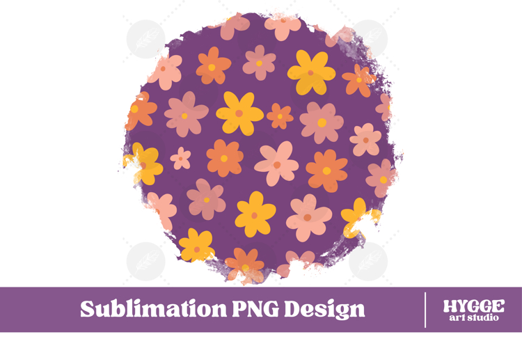 Retro Flowers Background Png Floral Paper Sublimation Splash