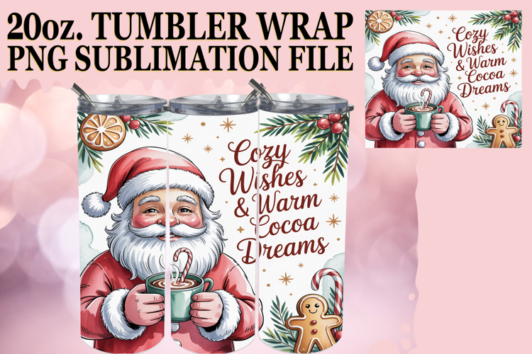 Joyful Hearts 20oz tumbler wrap, Funny Santa