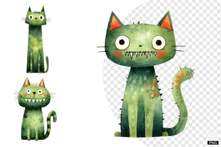 Green Zombie Cat Clipart