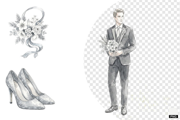 Snowy Romance Wedding Clipart example image 1