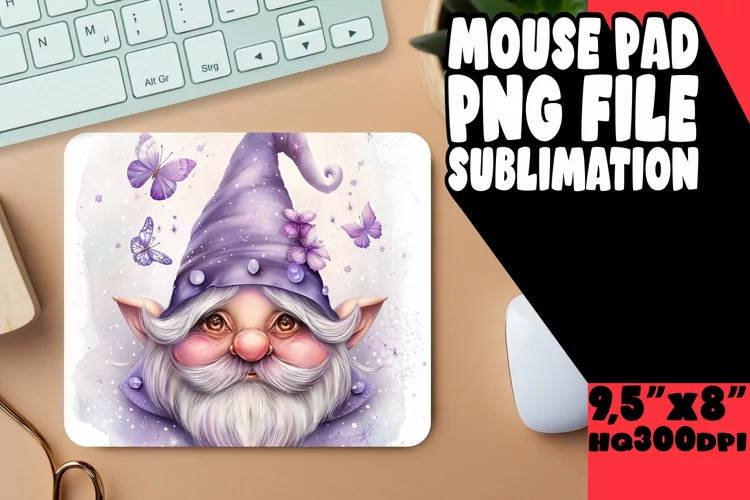 Cozy Companions: Gnome Mouse Pad Design Sublimation PNG
