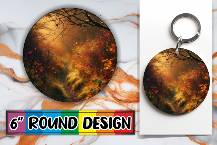 Unique Sublimation Round Ornaments, Autumn