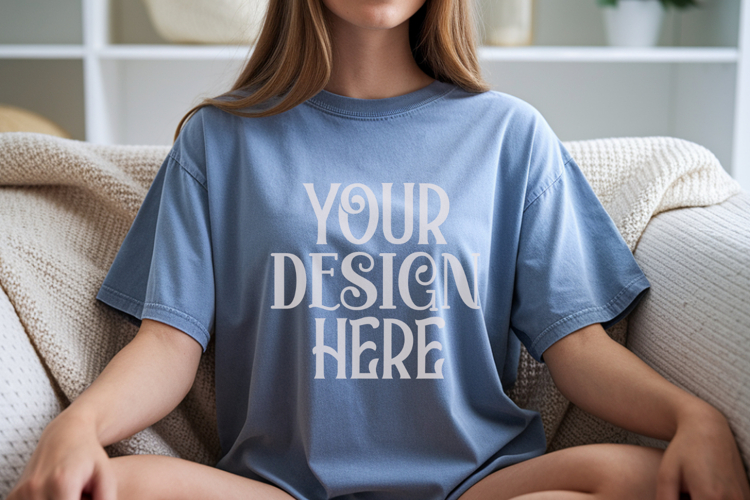 Denim Comfort Colors 1717 T-shirt Mockups,1717 Mockups