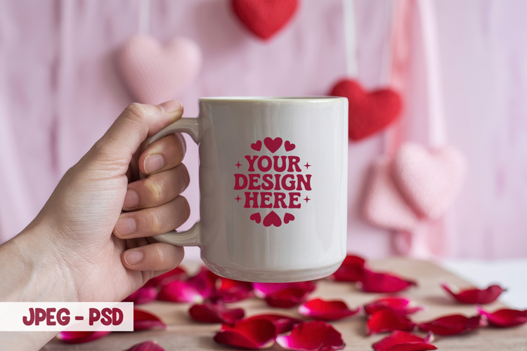 Valentine Minimal Mug PSD JPEG Mockup