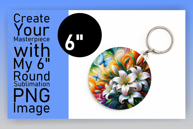 Gorgeous Circle Design Keychain Template , Flowers