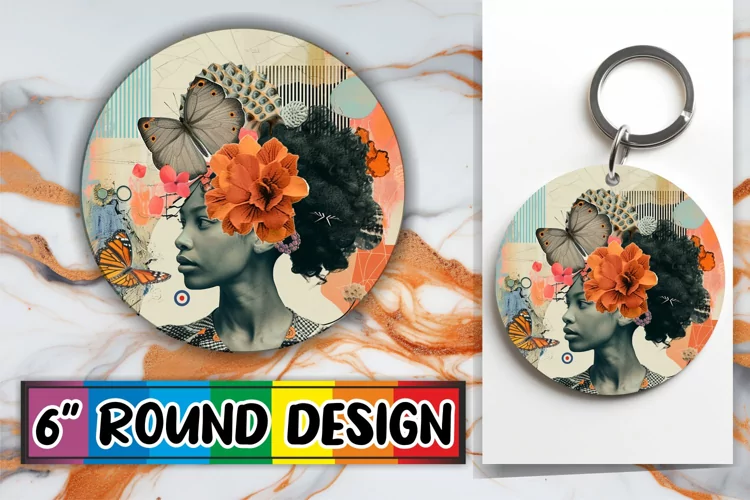 Black Woman Artistic Abstract Round Design Sublimation PNG