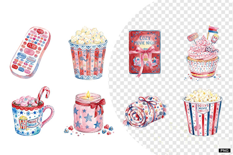 Cozy Movie Night Clipart example image 1