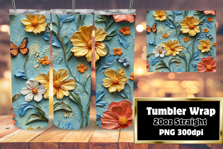 Crafty 20oz Tumbler Template , 3D Flower