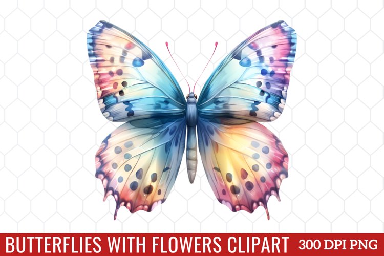 Butterflies With Flowers Clipart