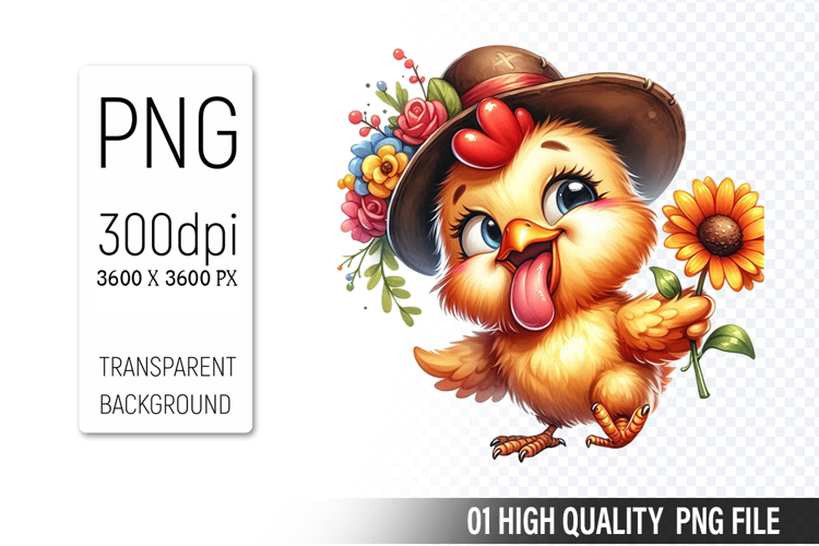 Cute Chicken, Animal Sublimation Clipart PNG