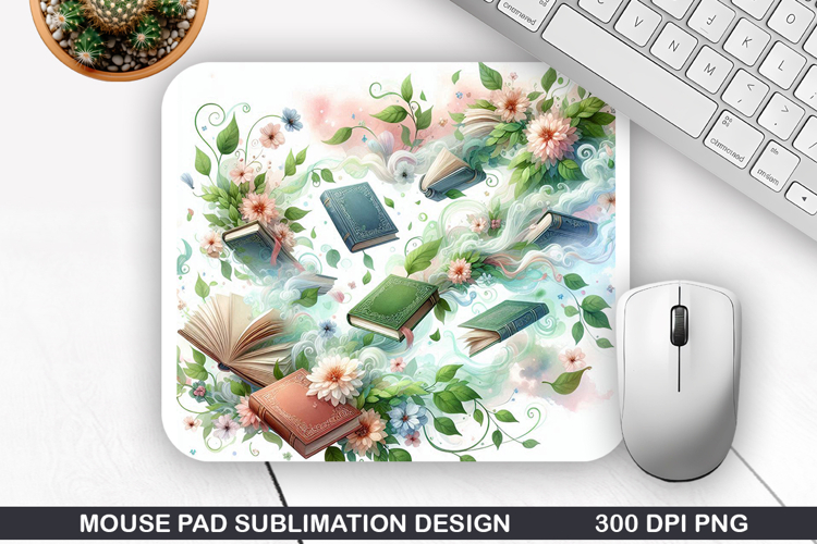Book Flower Mouse Pad Sublimation, Animals Mouse Pad PNG