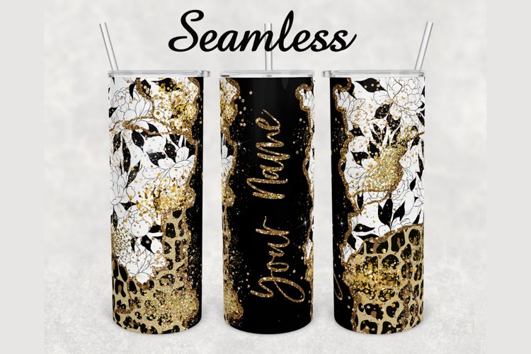 Floral Cheetah Gold Marble 20 oz sublimation design tumbler