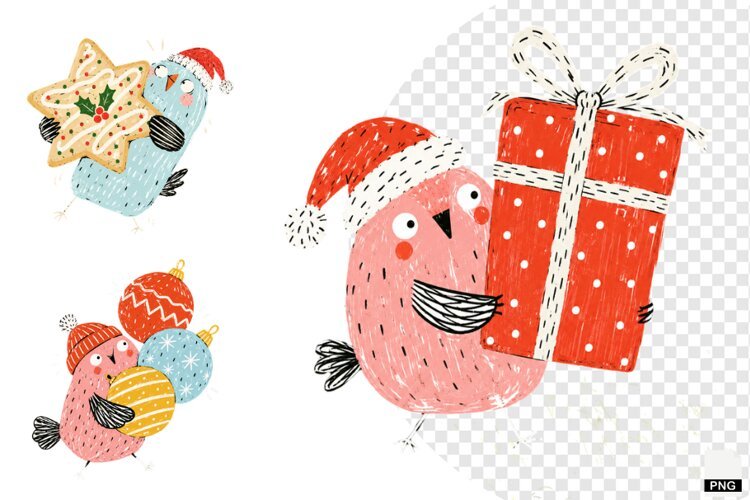 Quirky Christmas Birds PNGs example image 1