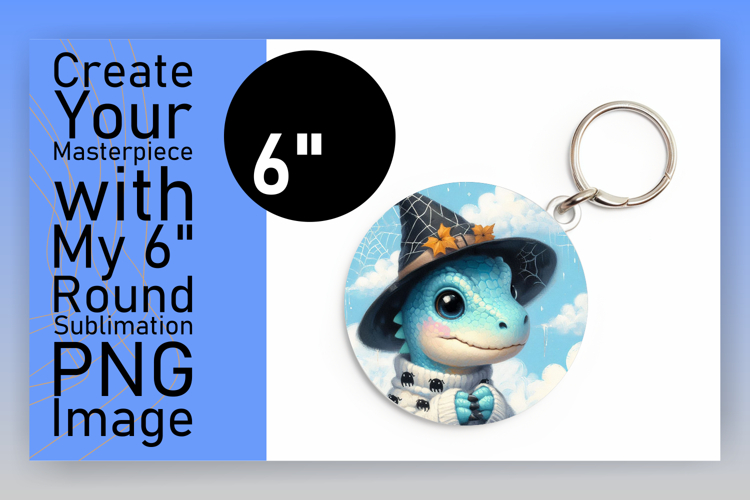 Bright Round Design for Keychains , Halloween Dino
