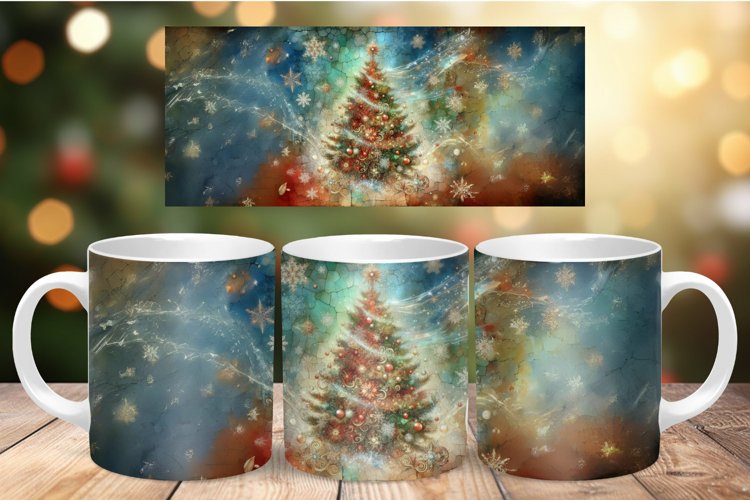 Mug Wrap Sublimation - vintage christmas tree