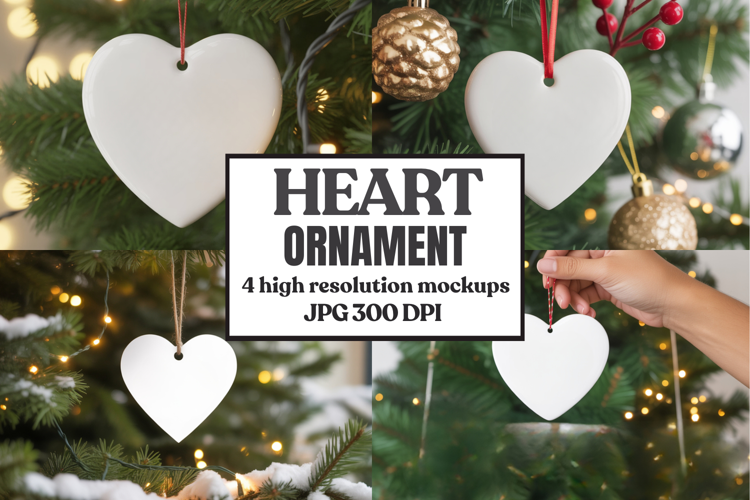 Christmas Love Heart Ornament Mockup | Holiday Hanging