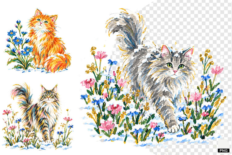 Snowy Meadow Wildflowers Clipart example image 1
