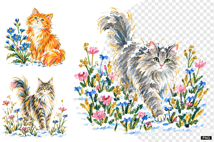 Snowy Meadow Wildflowers Clipart