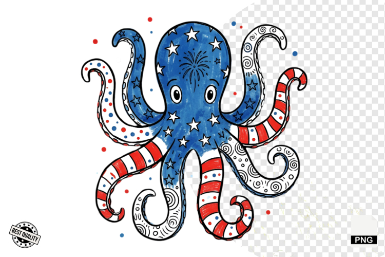 4th of July Undersea Life Clipart example image 1