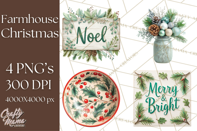 Farmhouse Christmas Wreath Png Image 4