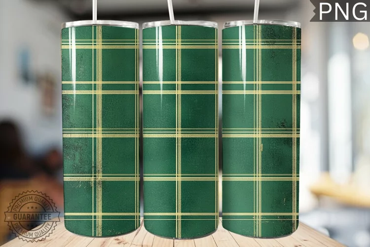 Green Plaid Tumbler Wrap - High Quality 300 Dpi