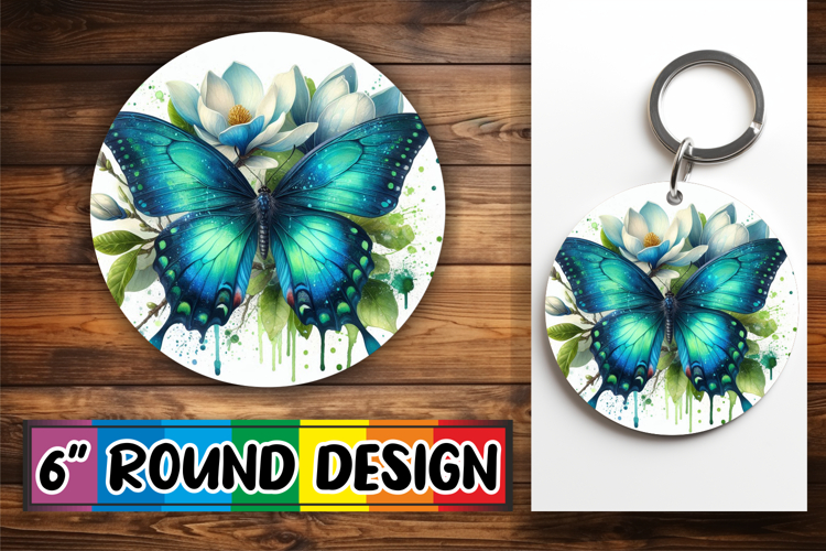 Blissful Round Coasters for Gifts, Butterfly