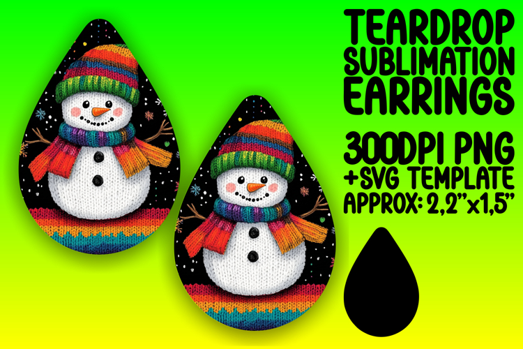 Chic Teardrop Design for Sublimation Projects , Snowman