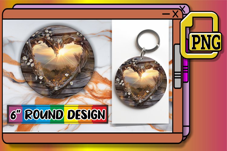 Nature's Beauty: Wooden Heart Sublimation PNG example image 1