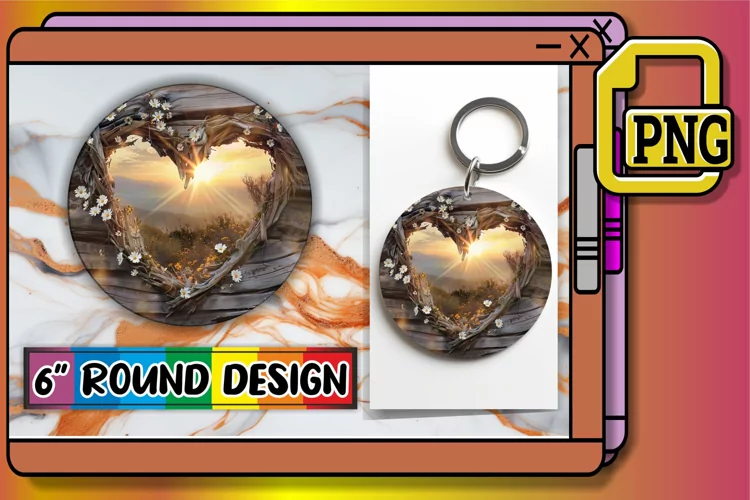 Nature's Beauty: Wooden Heart Sublimation PNG