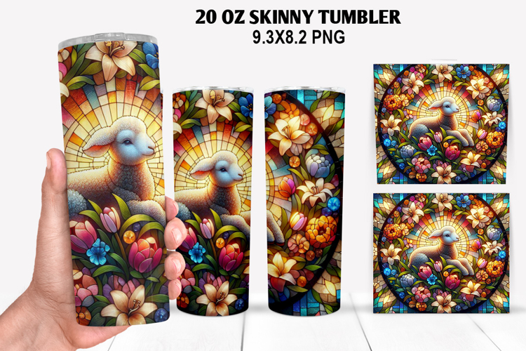 Lamb Skinny Tumbler 20oz Wrap Design, Easter Tumbler PNG