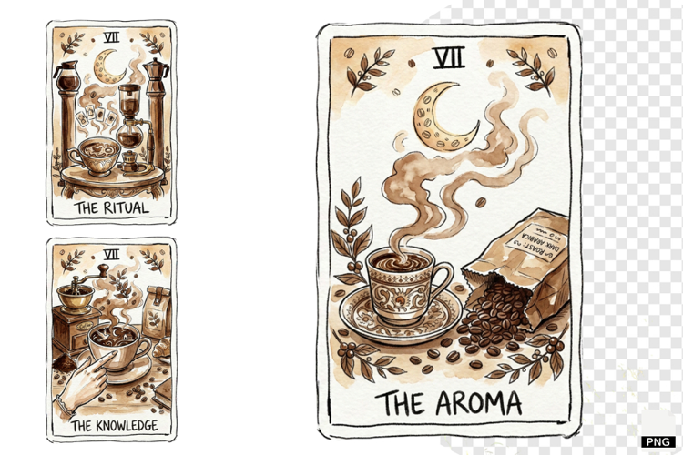 Coffee Time Tarot Cards PNG