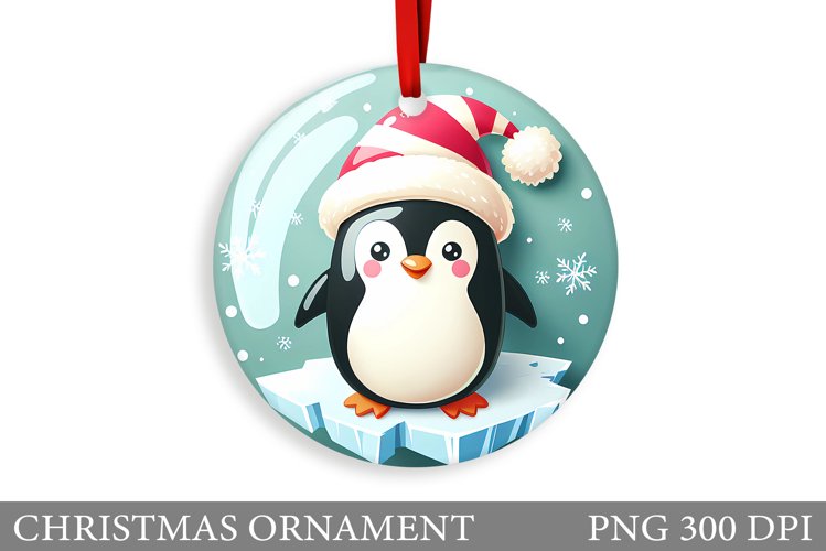 Cute Penguin Sublimation. Cute Penguin Christmas Ornament example image 1