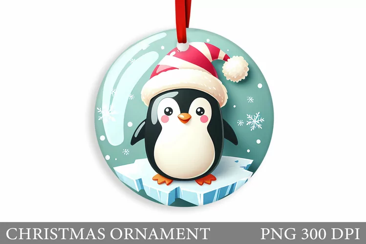 Cute Penguin Sublimation. Cute Penguin Christmas Ornament