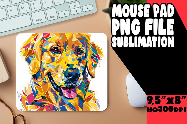 Creative Colorful Dog Mouse Pad Design PNG example image 1