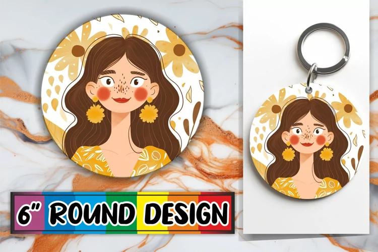 Beautiful Female Portrait Round Design PNG