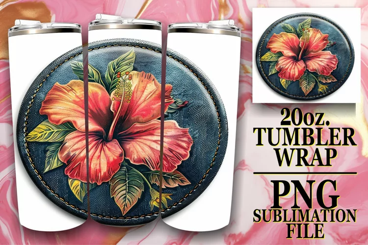 Spring Blossom Denim Tumbler Wrap 20oz