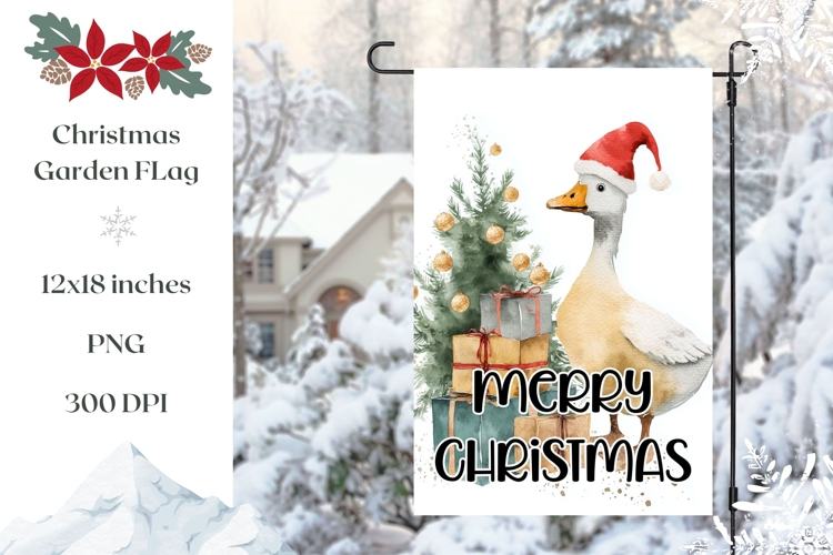 Cartoon Christmas Goose Garden Flag Sublimation