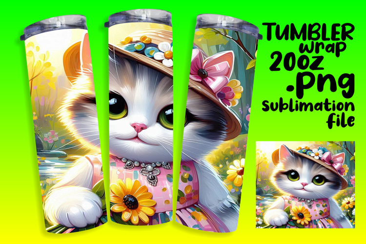 GRACEFUL 20oz PNG Tumbler Wrap , Cute Cat