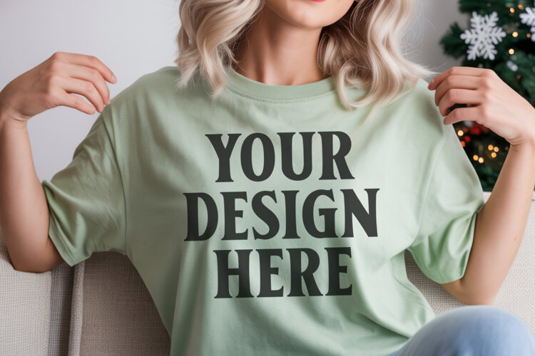 Bay Comfort Colors 1717 Christmas Shirt Mockup, Cozy Mockup example image 1