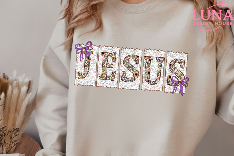Jesus PNG Christian Shirt Design Bow and Cross Faith Graphic