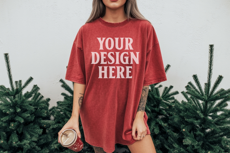 Crimson Christmas Comfort Colors 1717 TShirt Mockup,cc17