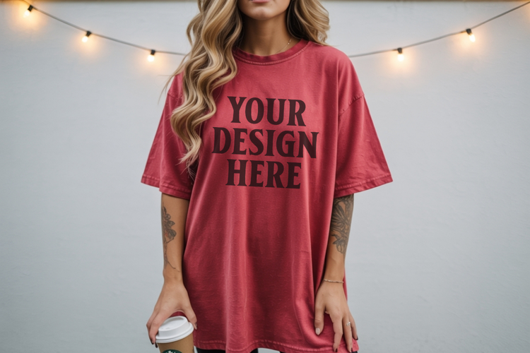 Christmas Comfort Colors 1717 Crimson TShirt Mockup, CC 1717
