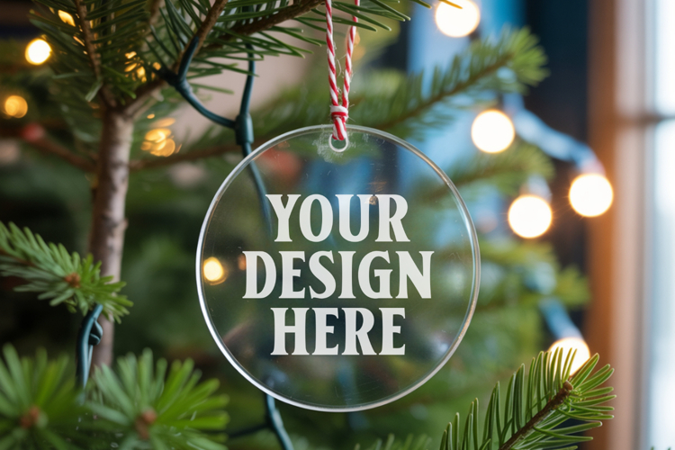 Acrylic Christmas Ornament Mockups , acrylic blank mockup