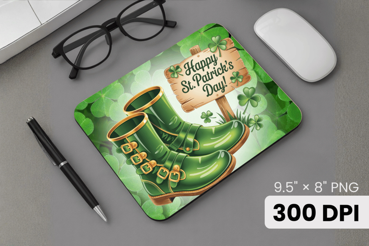 Lucky Irish Boots Happy St Patrick’s Day Mouse Pad PNG Subli