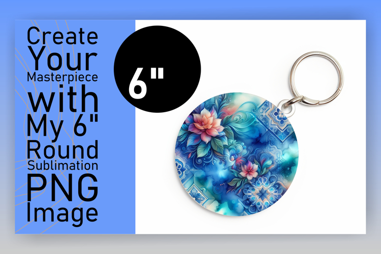 Creative Round Design for Keychains , Watercolor Patter
