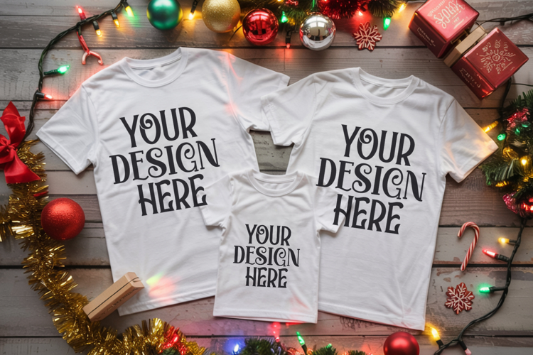 Christmas Family Matching Group Flat Lay Mockup