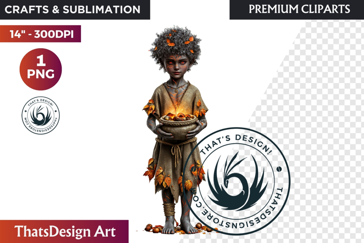 Fantasy Autumn Guardian - Epic Fall Character Clipart PNG